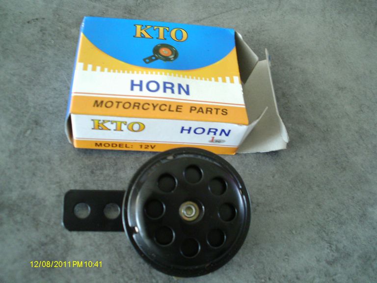 Avertisseur sonore (klaxon) 12V, noir, 65 mms, pour tous 2 roues - Cliquez sur l'image pour la fermer